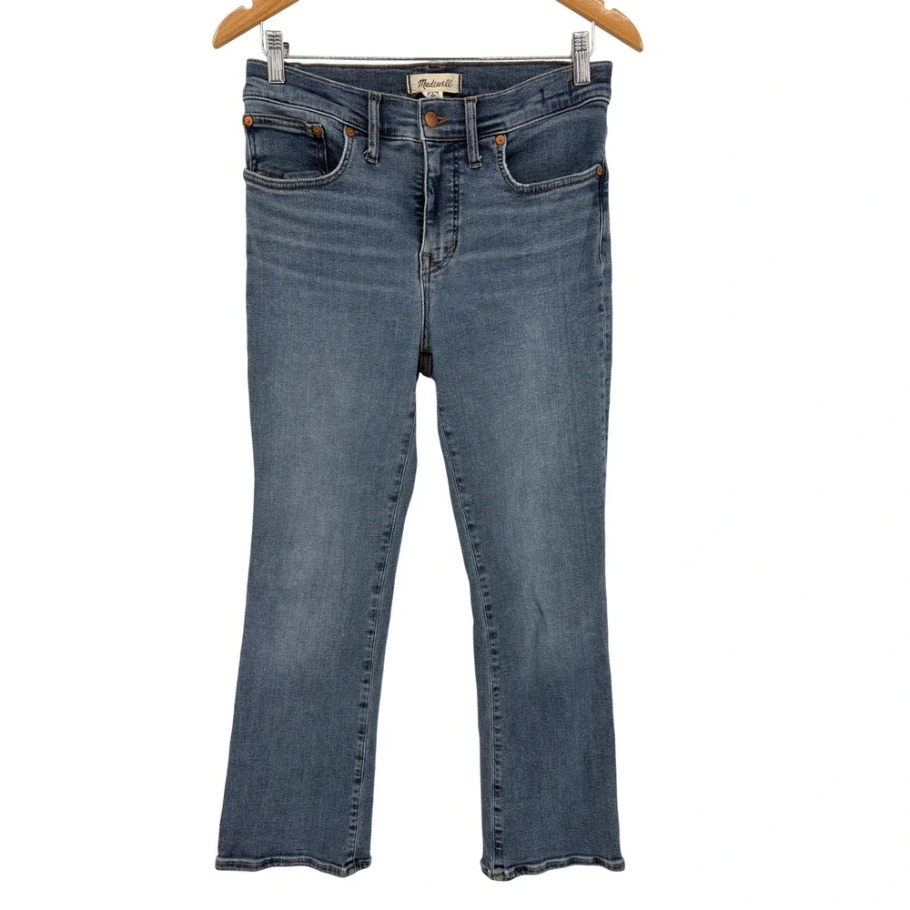 Madewell Mid-Rise Kick Out Jeans Womens 28 Blue Crop Flare Bootcut Denim